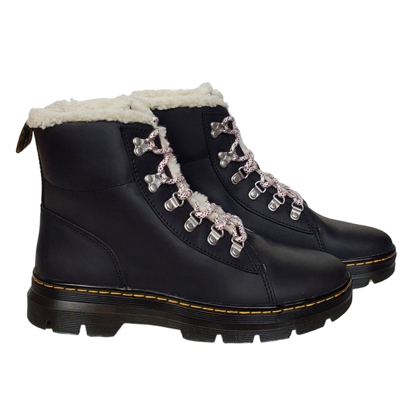 New Dr Martens combs faux fur shearling lined leather combat boots black winter - Picture 3 of 12